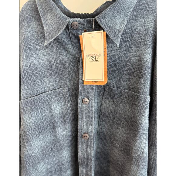 NWT RRL BY RALPH LAUREN Plaid-Print Jersey Popover Workshirt Navy/Blue Medium - Picture 6 of 13